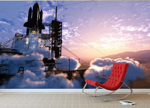 Baikonur with the spacecraft against the sky Wall Mural Wallpaper - Canvas Art Rocks - 2