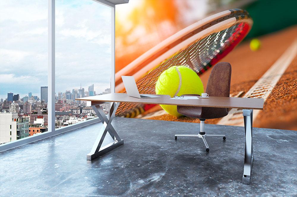 Ball on a tennis court Wall Mural Wallpaper - Canvas Art Rocks - 3