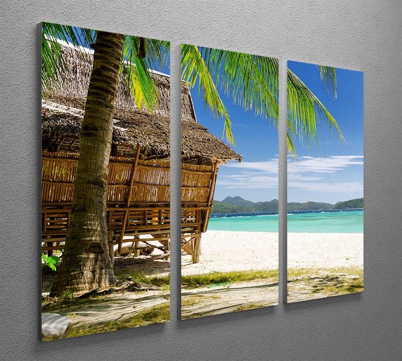 Bamboo hut on a tropical beach 3 Split Panel Canvas Print - Canvas Art Rocks - 2