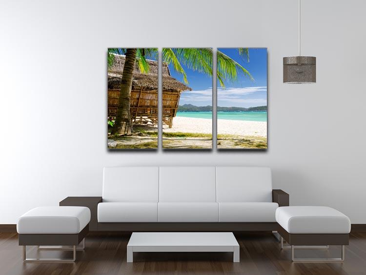 Bamboo hut on a tropical beach 3 Split Panel Canvas Print - Canvas Art Rocks - 3