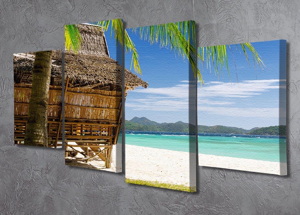 Bamboo hut on a tropical beach 4 Split Panel Canvas - Canvas Art Rocks - 2
