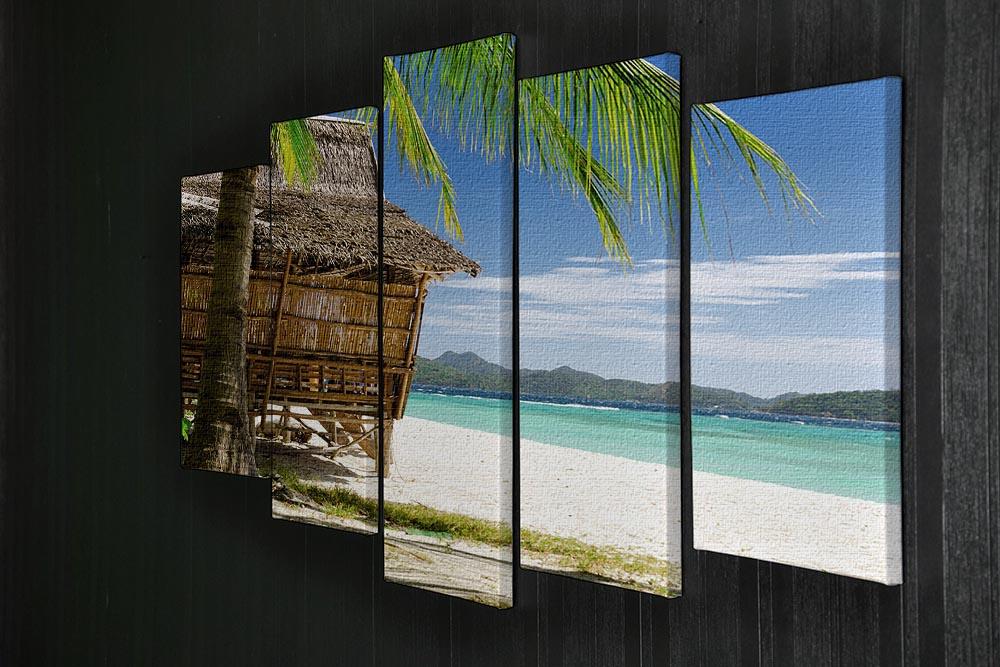Bamboo hut on a tropical beach 5 Split Panel Canvas - Canvas Art Rocks - 2