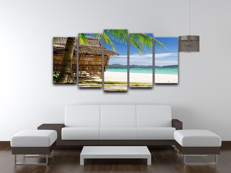 Bamboo hut on a tropical beach 5 Split Panel Canvas - Canvas Art Rocks - 3