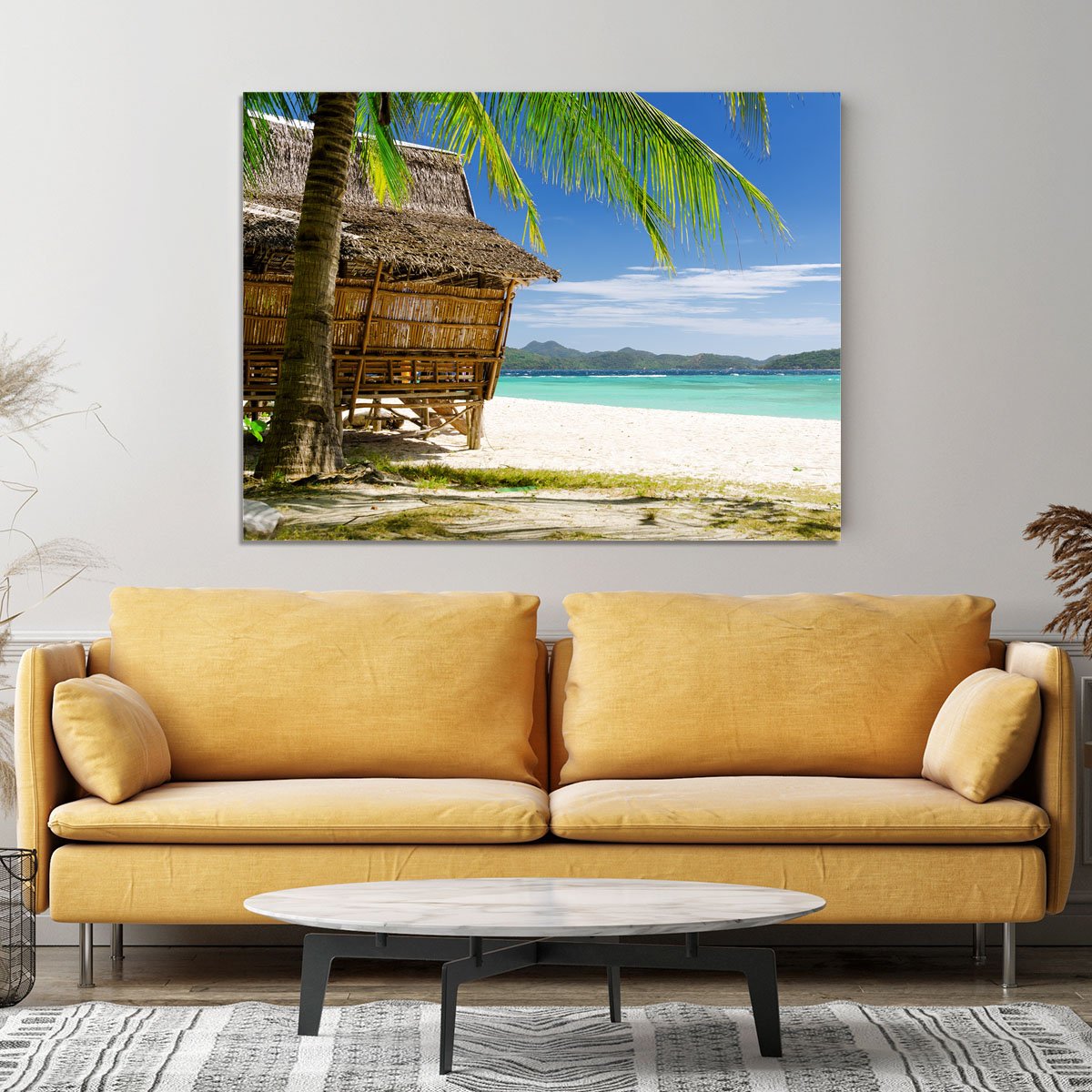 Bamboo hut on a tropical beach Canvas Print or Poster