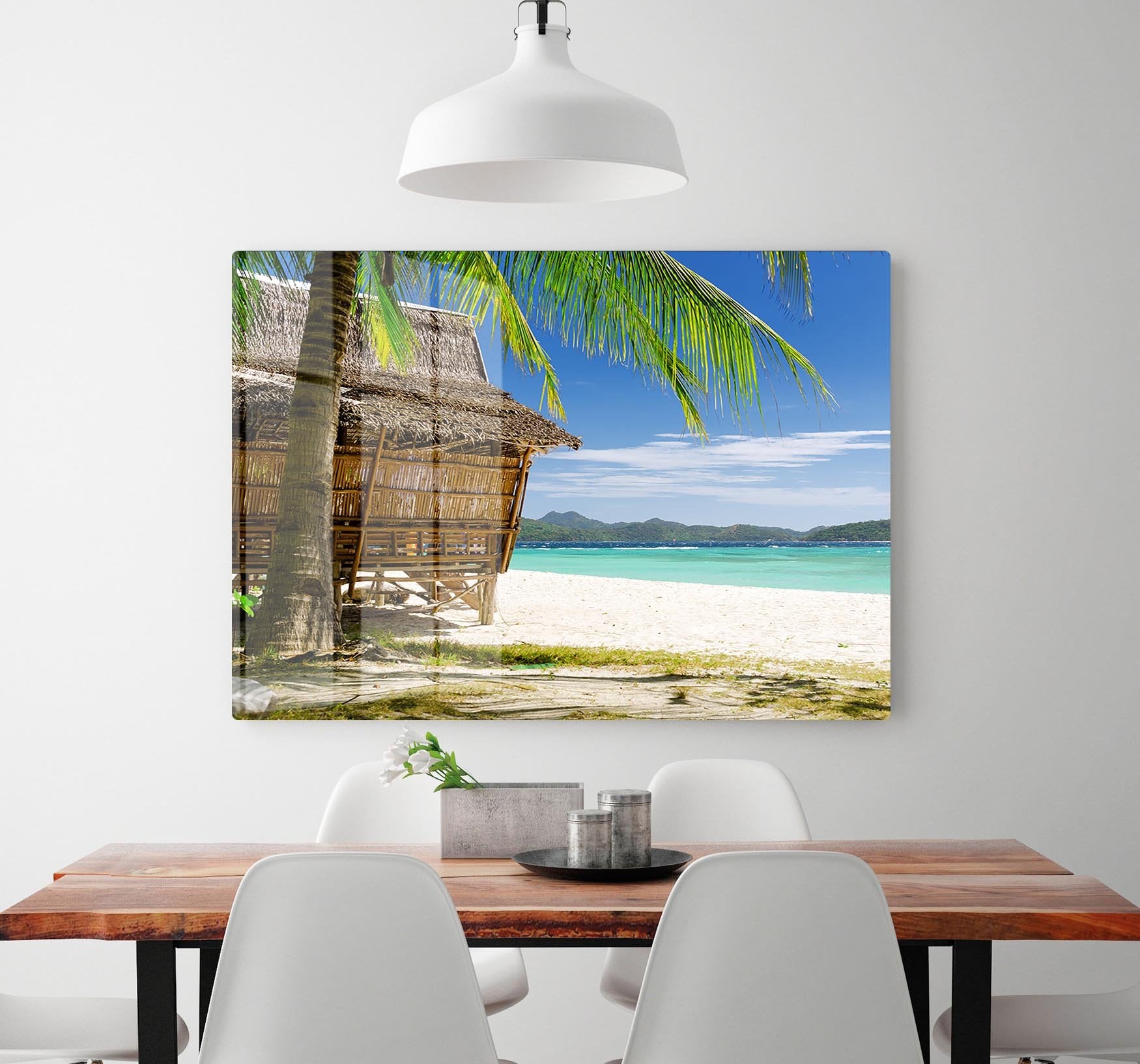 Bamboo hut on a tropical beach HD Metal Print - Canvas Art Rocks - 2