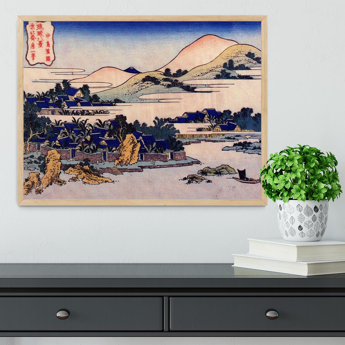 Banana plantation at Chuto by Hokusai Framed Print - Canvas Art Rocks - 4
