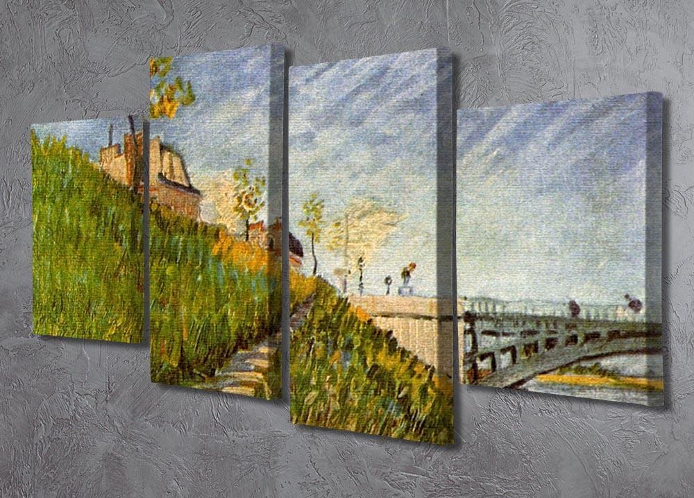 Banks of the Seine with Pont de Clichy by Van Gogh 4 Split Panel Canvas - Canvas Art Rocks - 2