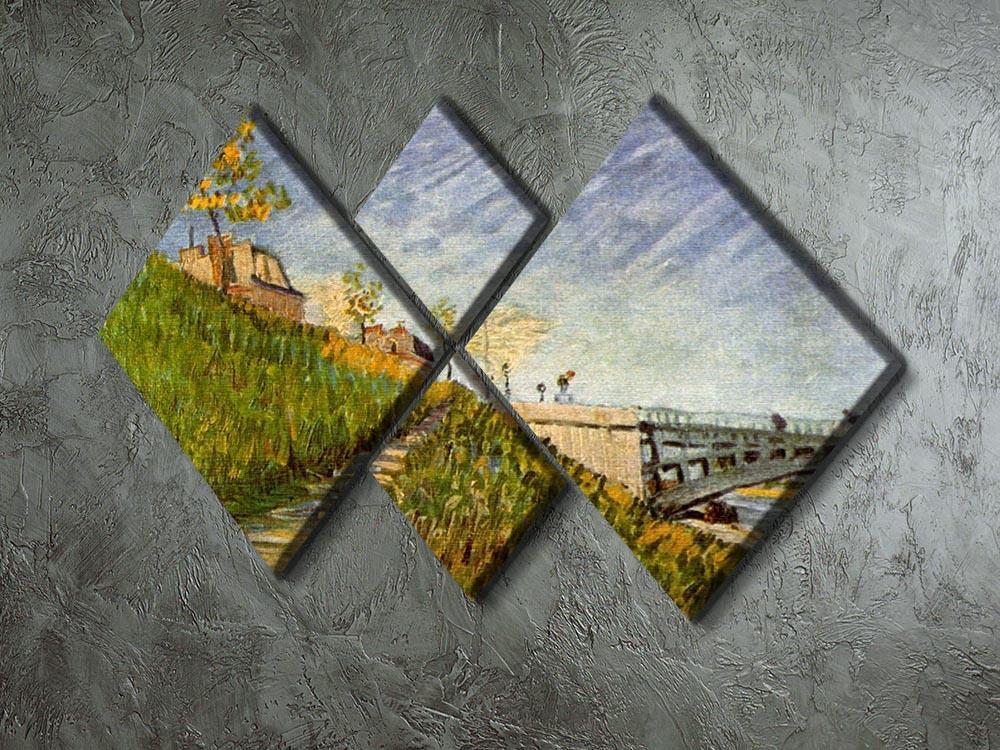 Banks of the Seine with Pont de Clichy by Van Gogh 4 Square Multi Panel Canvas - Canvas Art Rocks - 2