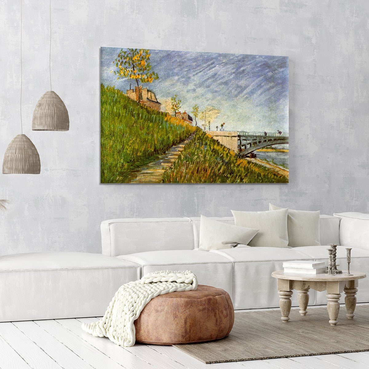 Banks of the Seine with Pont de Clichy by Van Gogh Canvas Print or Poster
