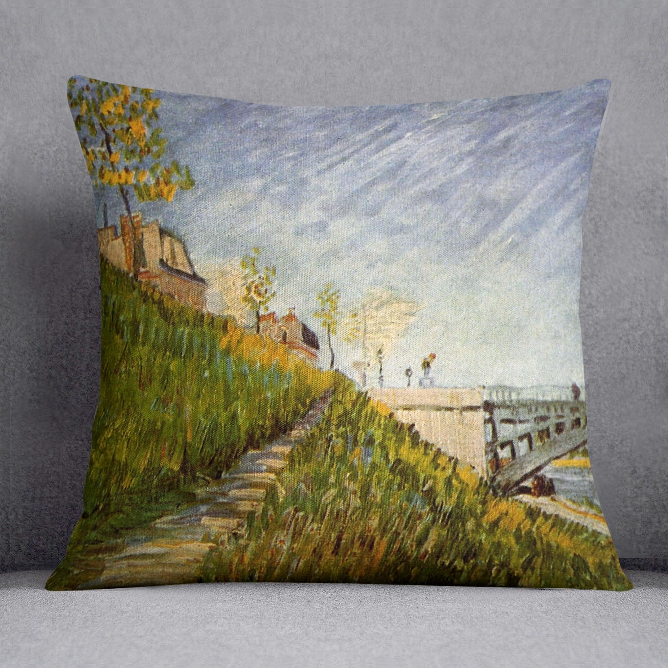 Banks of the Seine with Pont de Clichy by Van Gogh Throw Pillow
