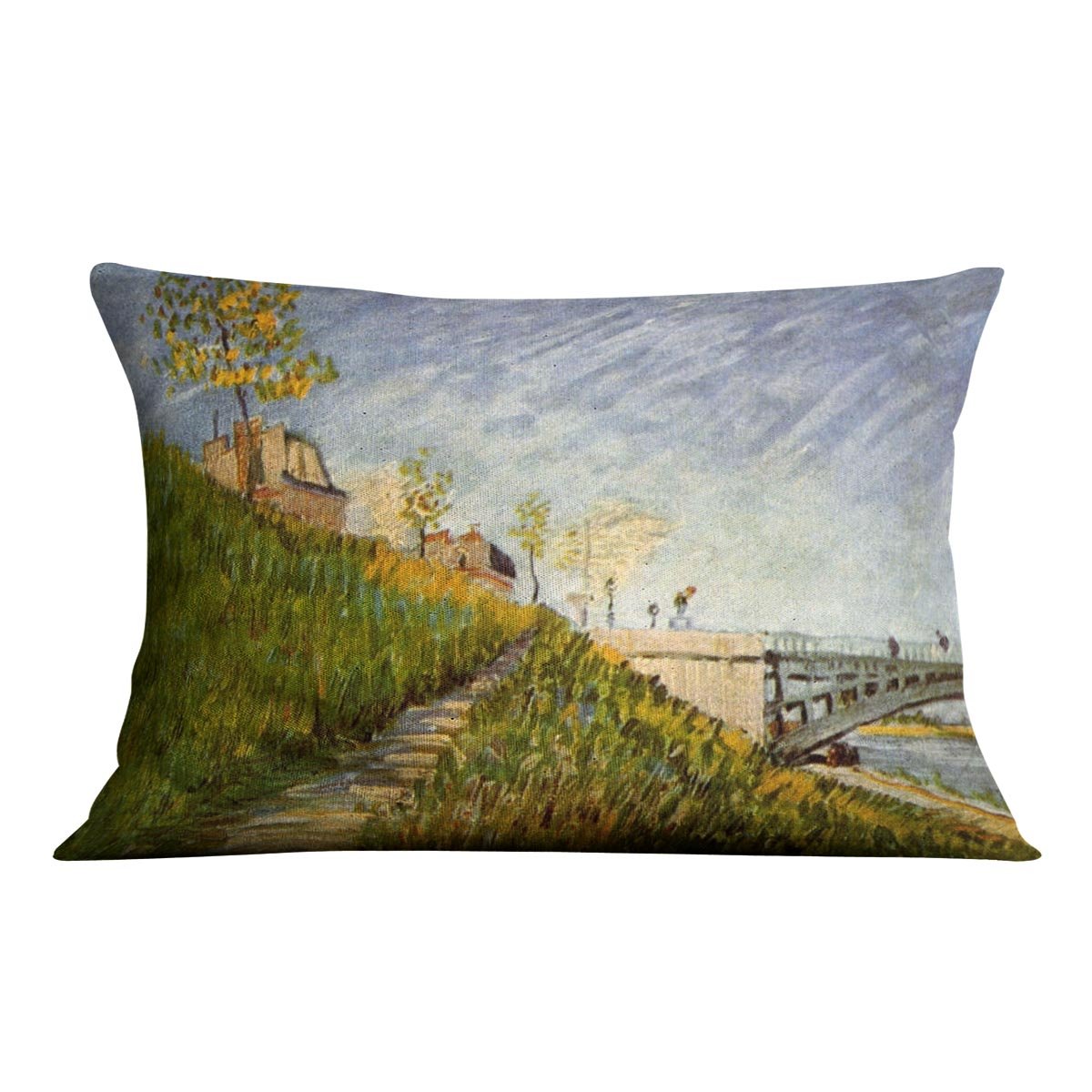 Banks of the Seine with Pont de Clichy by Van Gogh Throw Pillow