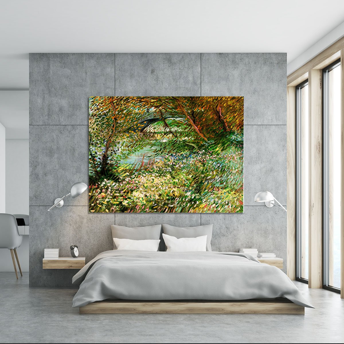 Banks of the Seine with Pont de Clichy in the Spring by Van Gogh Canvas Print or Poster