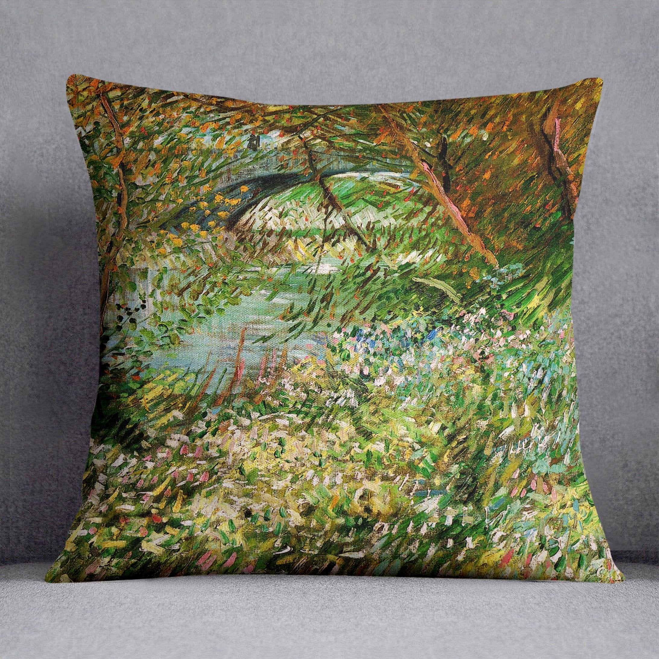 Banks of the Seine with Pont de Clichy in the Spring by Van Gogh Throw Pillow