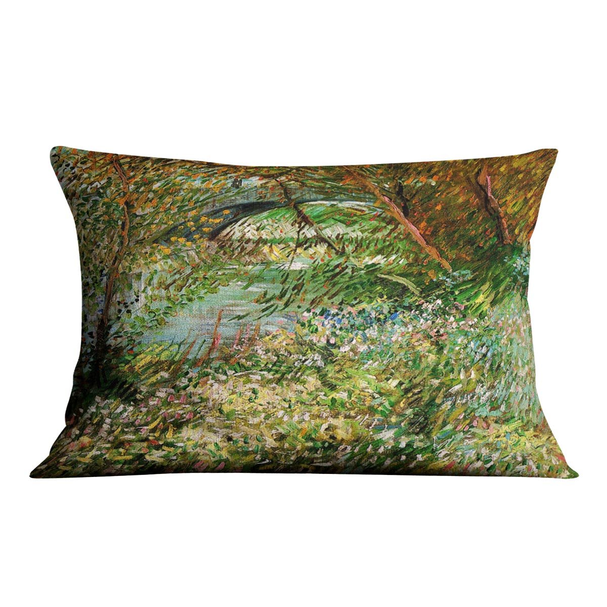 Banks of the Seine with Pont de Clichy in the Spring by Van Gogh Throw Pillow