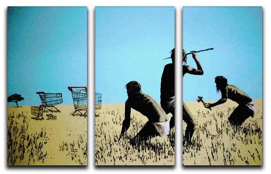 Banksy Aborigine Hunters Split-Panel Canvas Print - Canvas Art Rocks