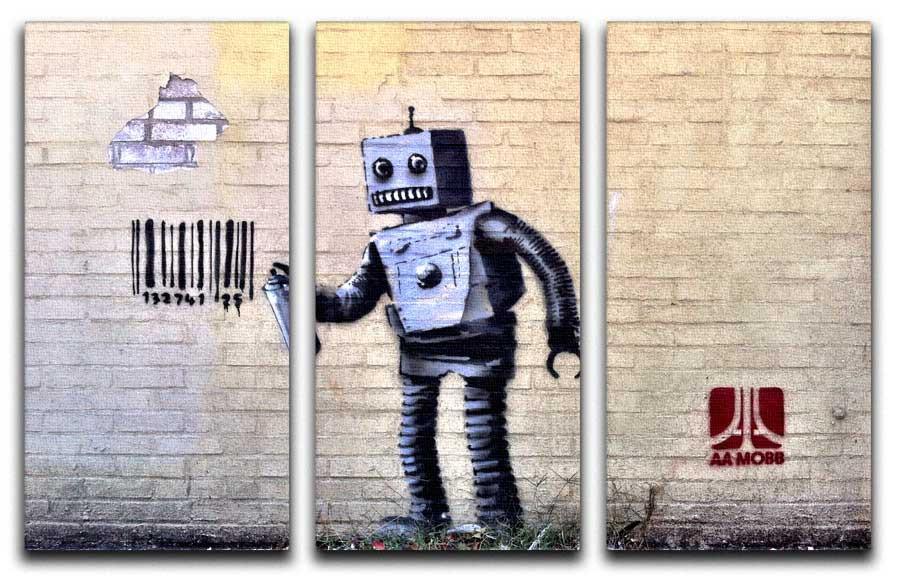Banksy Barcode Robot Split-Panel Canvas Print - Canvas Art Rocks