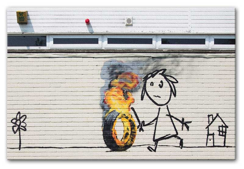 Banksy Burning Tyre Print - Canvas Art Rocks - 1