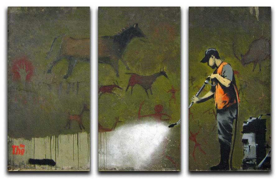 Banksy Cave Graffiti Split-Panel Canvas Print - Canvas Art Rocks