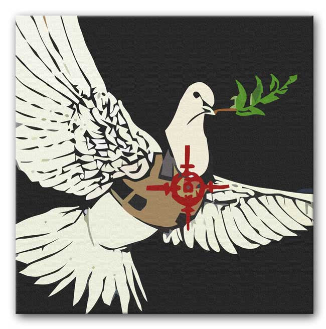 Banksy Dove in a Bulletproof Vest Print - Canvas Art Rocks