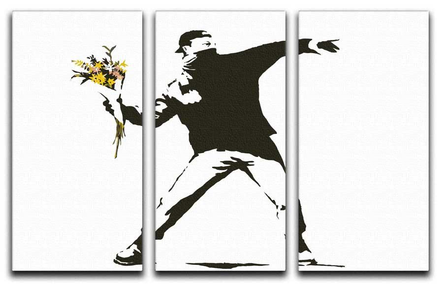 Banksy Flower Thrower Split-Panel Canvas Print - Canvas Art Rocks
