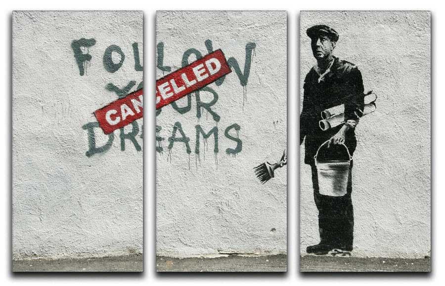 Banksy Follow Your Dreams - Cancelled Split-Panel Canvas Print - Canvas Art Rocks