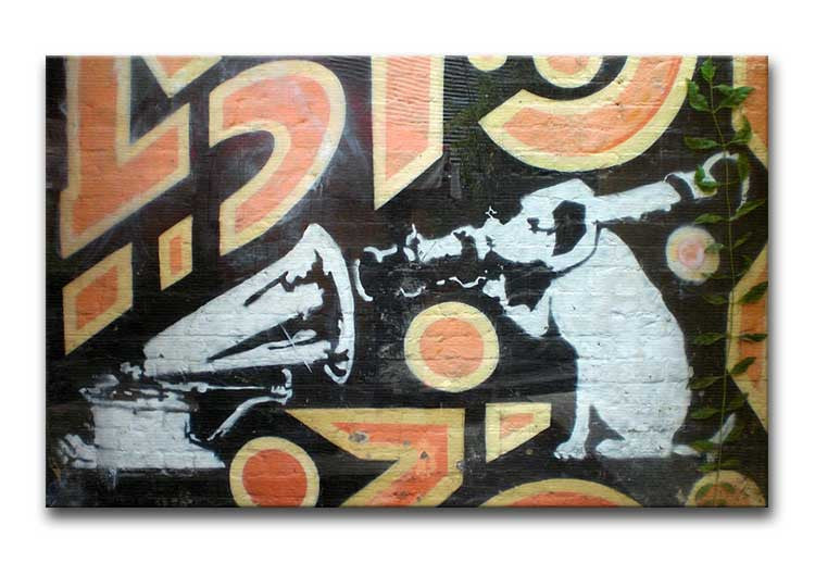 Banksy HMV Dog Print - Canvas Art Rocks - 1