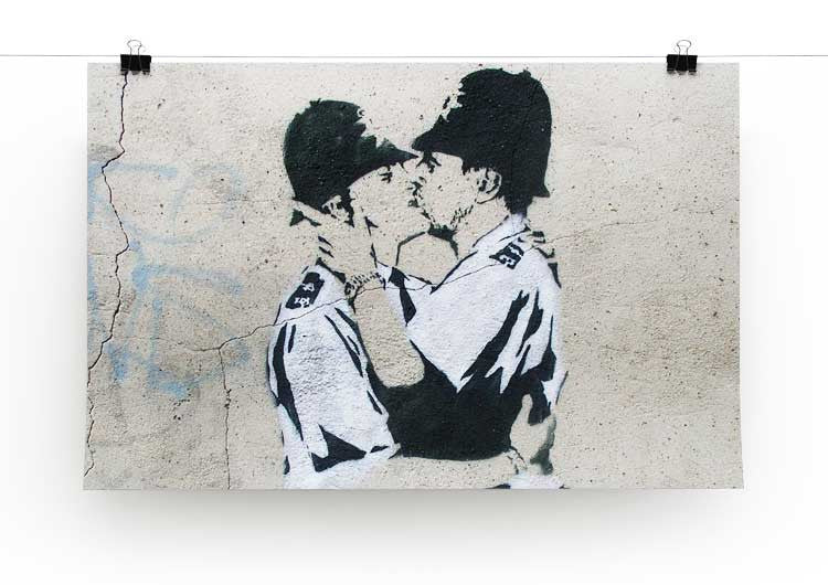 Banksy Kissing Policemen Print - Canvas Art Rocks - 2