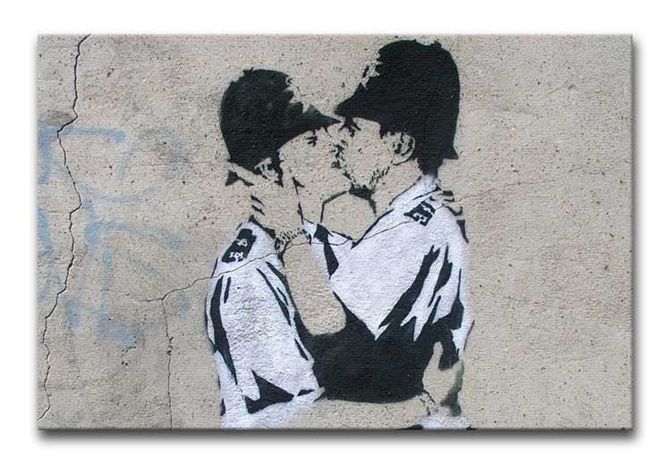 Banksy Kissing Policemen Print - Canvas Art Rocks - 1
