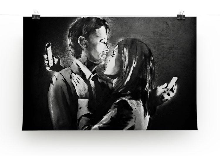 Banksy Mobile Lovers Canvas Print And Poster Canvas Art Rocks Canvas Art Rocks Us