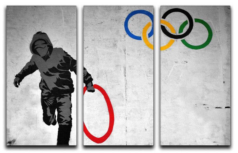Banksy Olympic Rings Split-Panel Canvas Print - Canvas Art Rocks