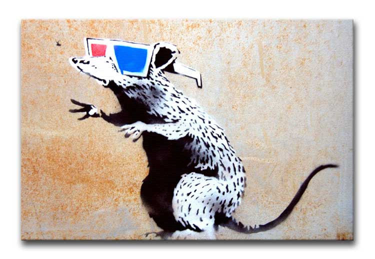 Banksy Rat Wearing 3D Glasses Print - Canvas Art Rocks - 1