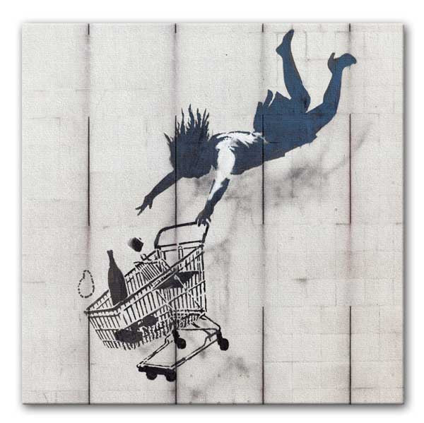 Banksy Shop Until You Drop Print - Canvas Art Rocks