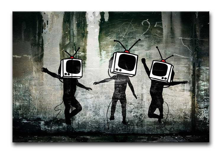 Banksy Dancing TV Heads Print - Canvas Art Rocks - 1