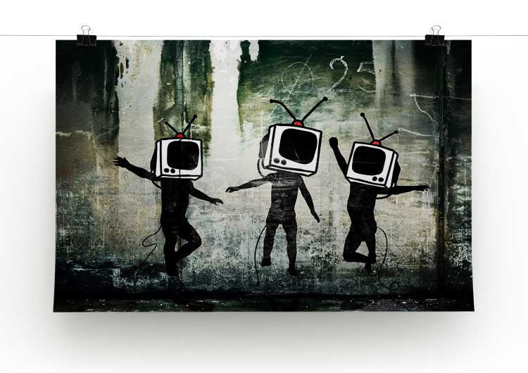 Banksy Dancing TV Heads Print - Canvas Art Rocks - 2