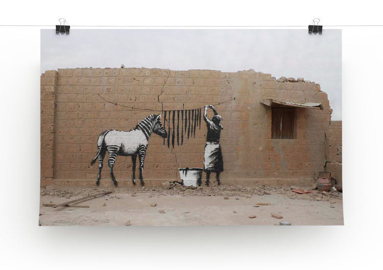 Banksy Washing Zebra Stripes Print - Canvas Art Rocks - 1