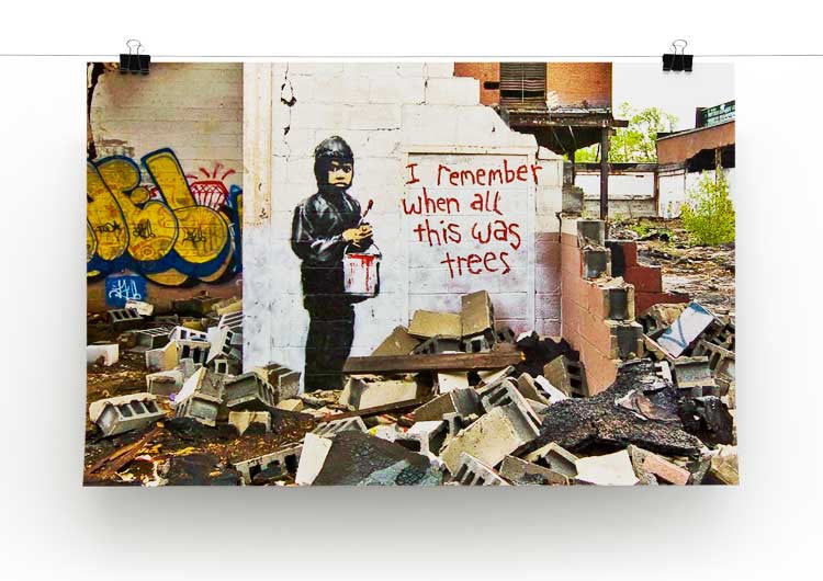 Banksy I Remember When All This Was Trees Print - Canvas Art Rocks - 2