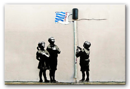 Banksy Raising the Tesco Flag (Very Little Helps) Print - Canvas Art Rocks - 1