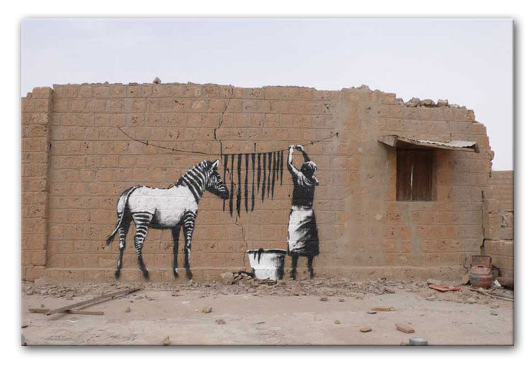 Banksy Washing Zebra Stripes Print - Canvas Art Rocks - 3