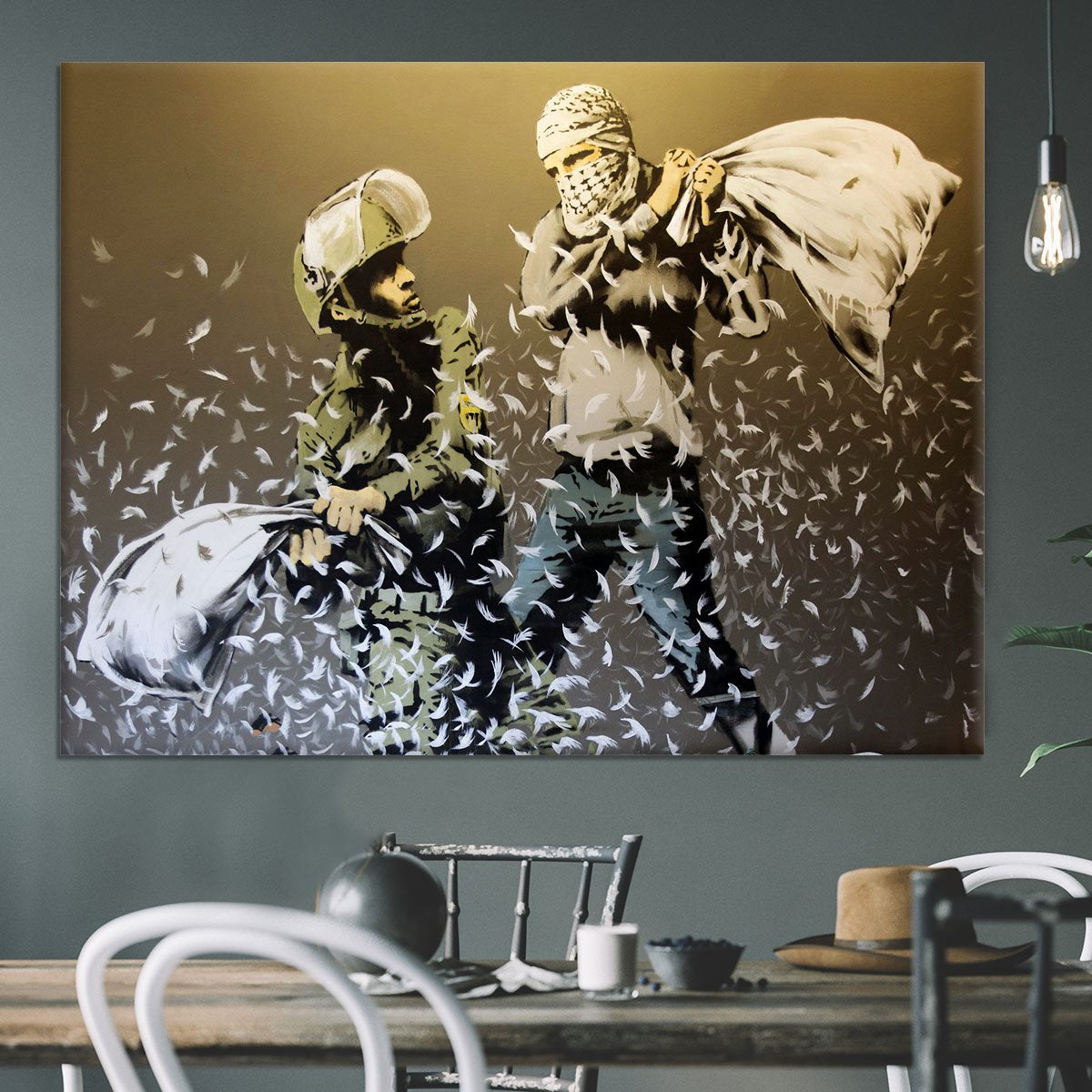 Banksy Israeli or Palestinian Pillow Fight Canvas Print or Poster