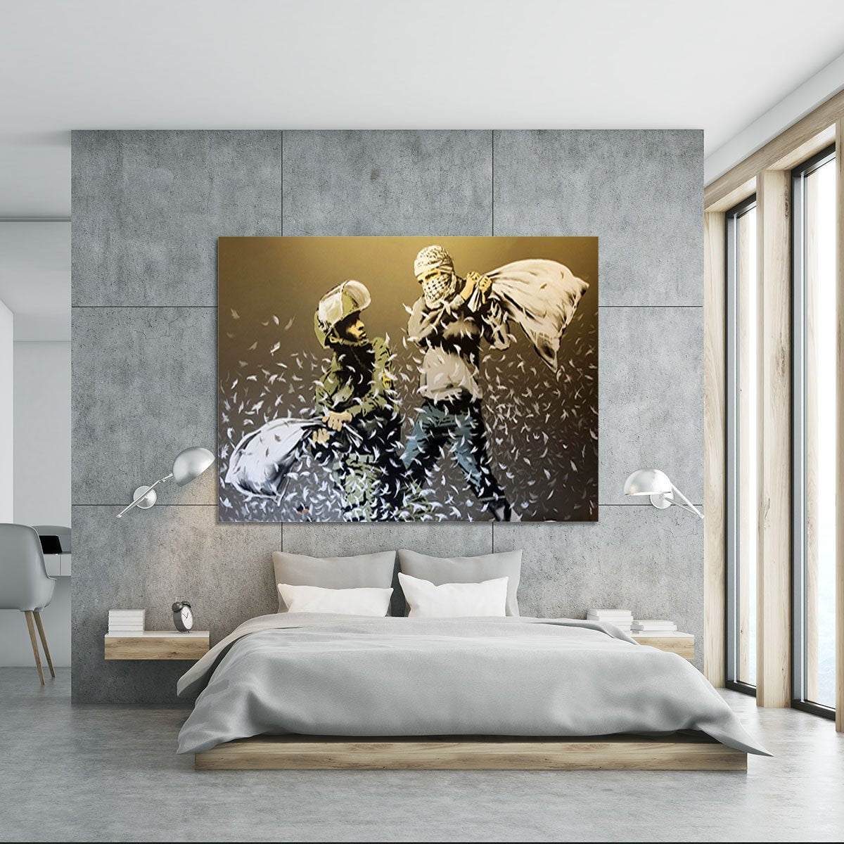 Banksy Israeli or Palestinian Pillow Fight Canvas Print or Poster