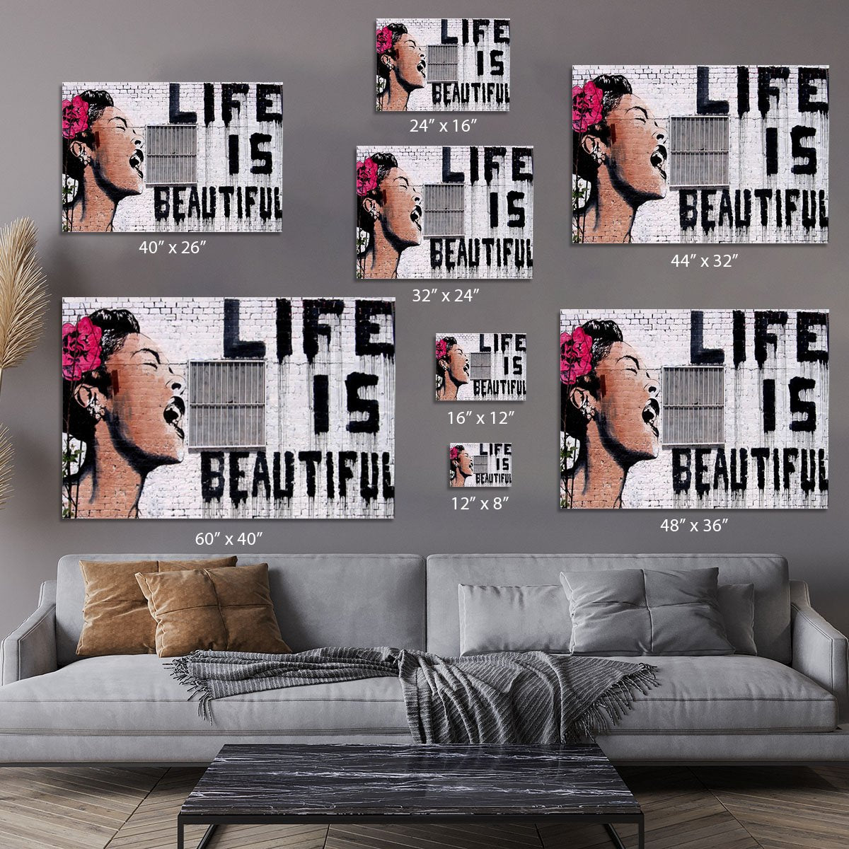 Banksy Life is Beautiful - Version 2 Canvas Print or Poster