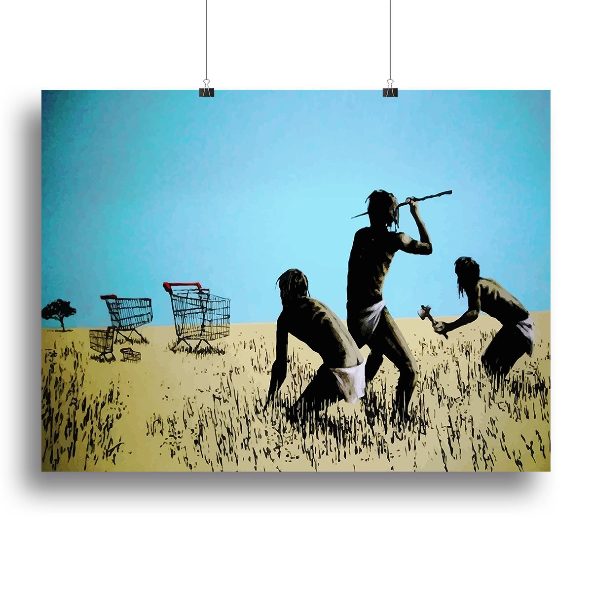 Banksy Aborigine Hunters Canvas Print or Poster