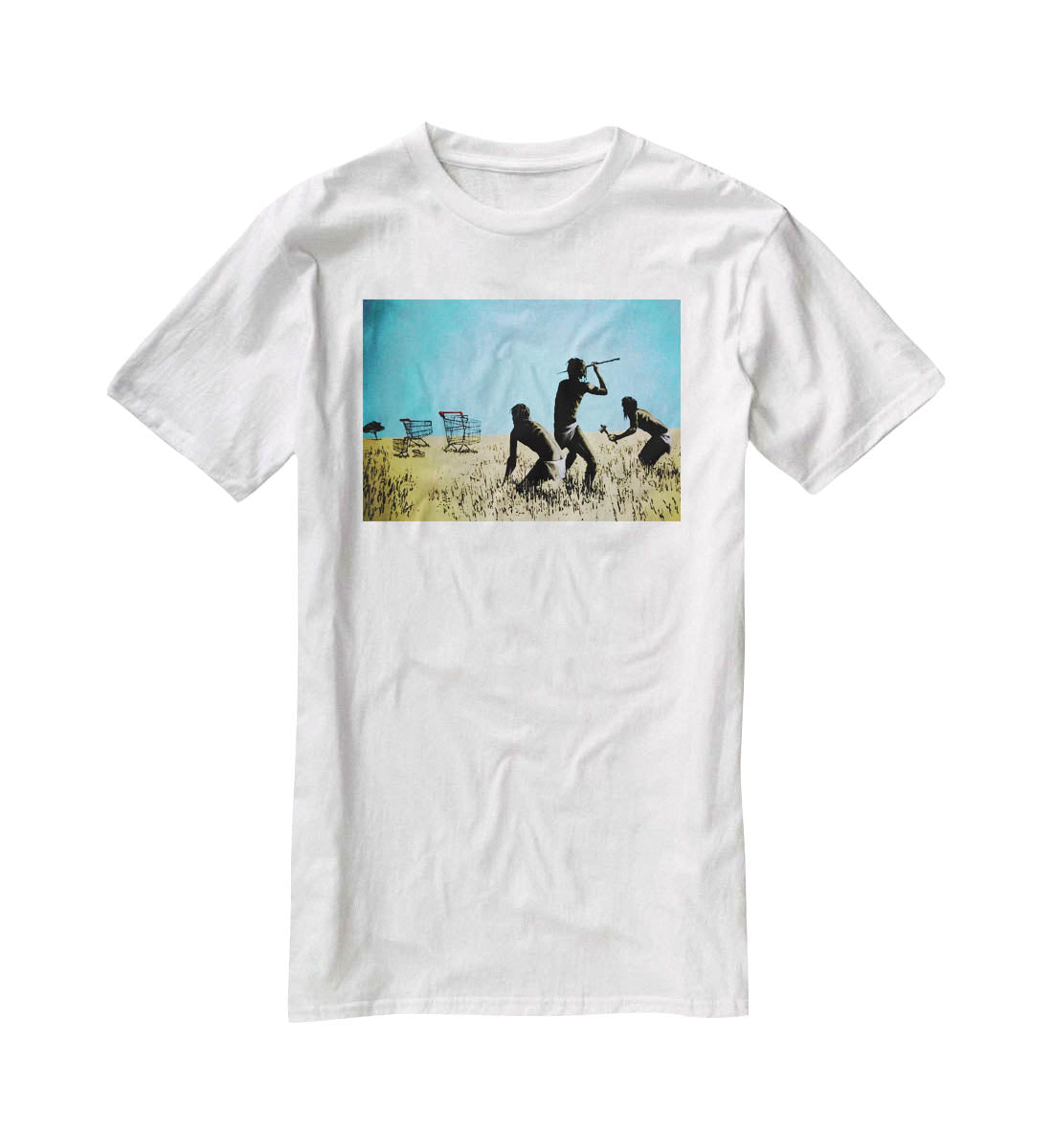 Banksy Aborigine Hunters T-Shirt - Canvas Art Rocks - 5