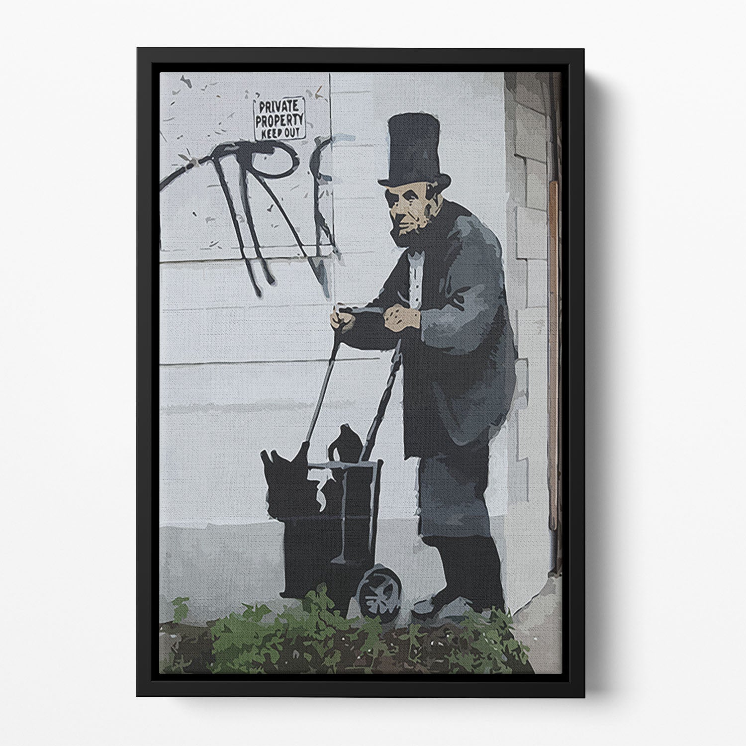 Banksy Abraham Lincoln Floating Framed Canvas