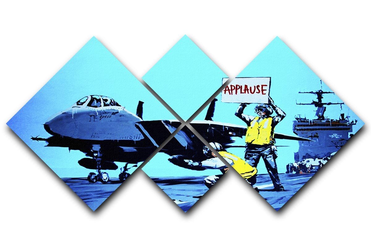 Banksy Aircraft Carrier Applause 4 Square Multi Panel Canvas  - Canvas Art Rocks - 1