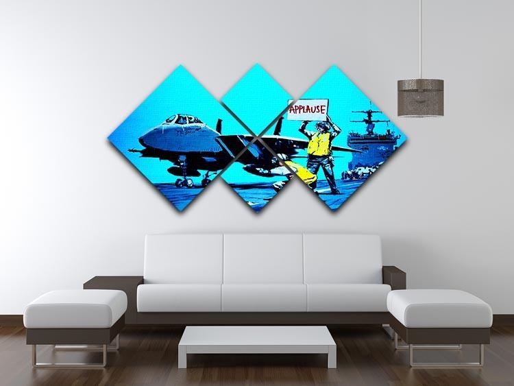 Banksy Aircraft Carrier Applause 4 Square Multi Panel Canvas - Canvas Art Rocks - 3