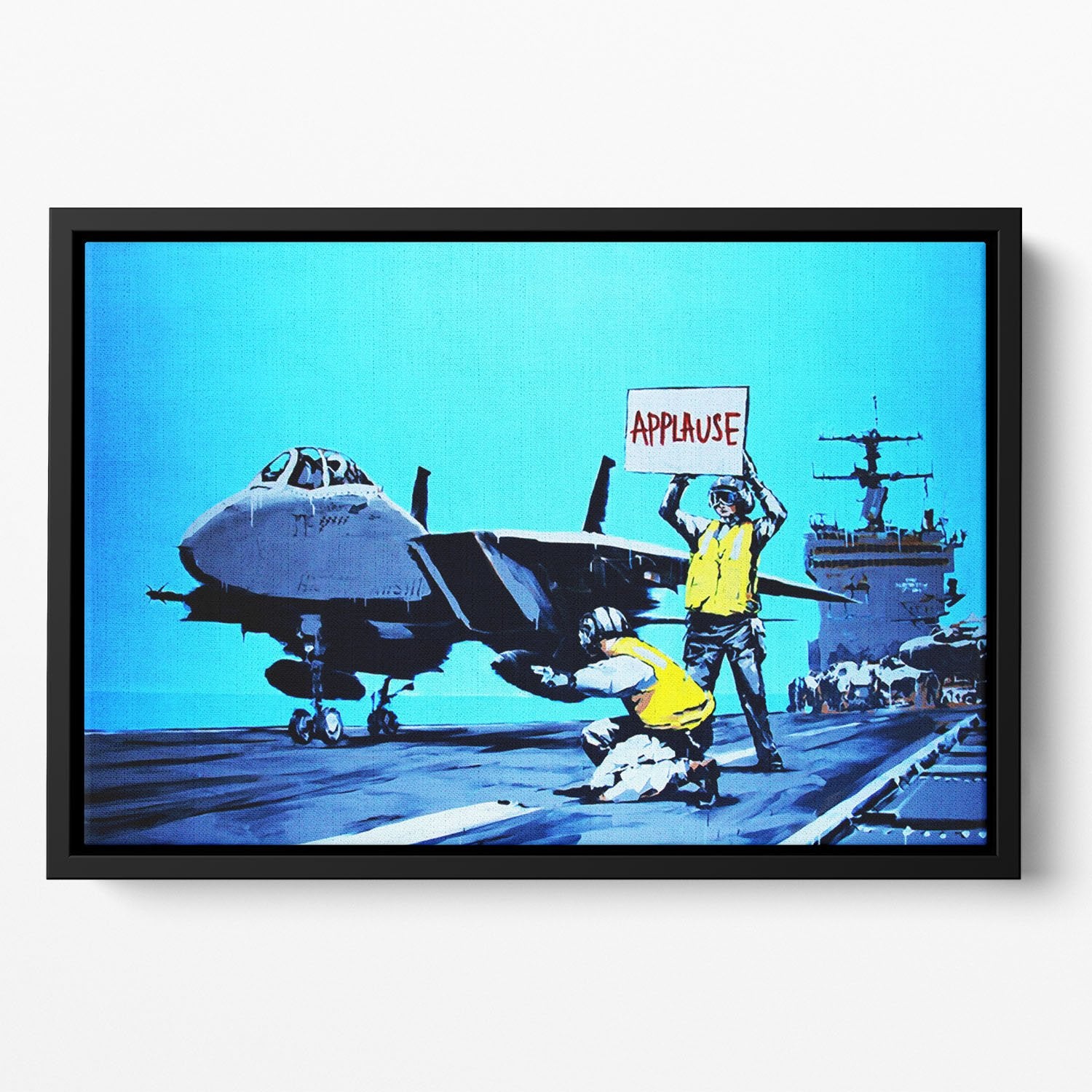 Banksy Aircraft Carrier Applause Floating Framed Canvas