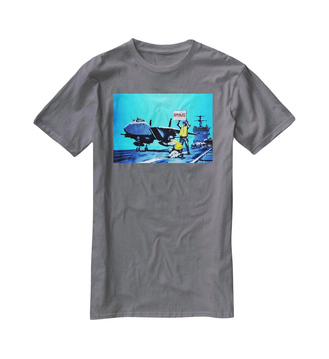 Banksy Aircraft Carrier Applause T-Shirt - Canvas Art Rocks - 3