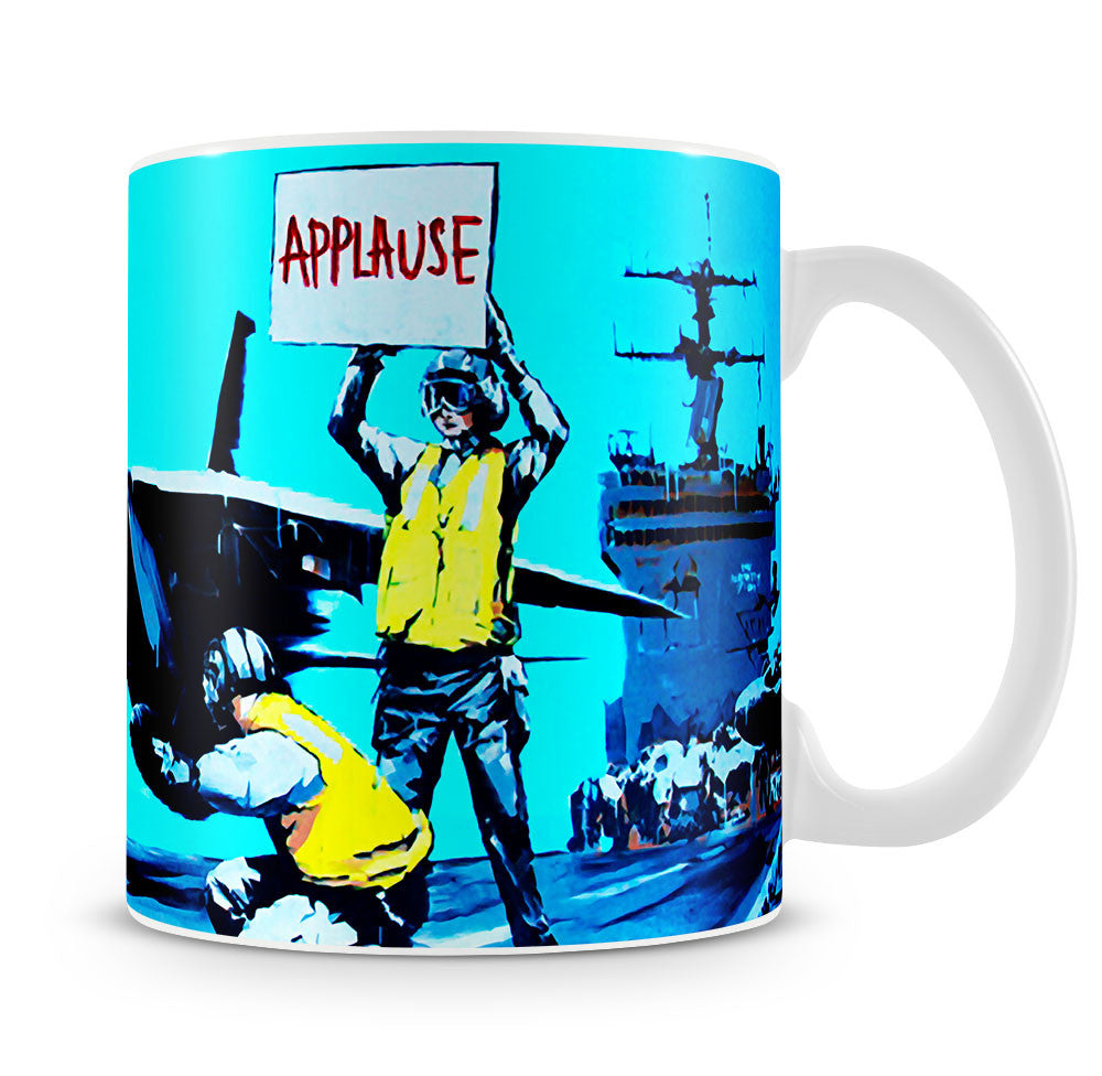 Banksy Aircraft Carrier Applause Mug - Canvas Art Rocks