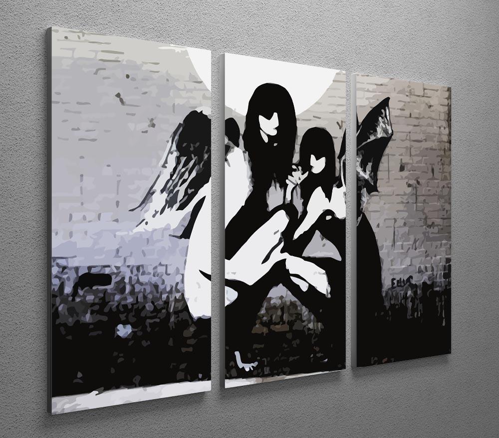 Banksy Angels In Moonlight 3 Split Panel Canvas Print - Canvas Art Rocks